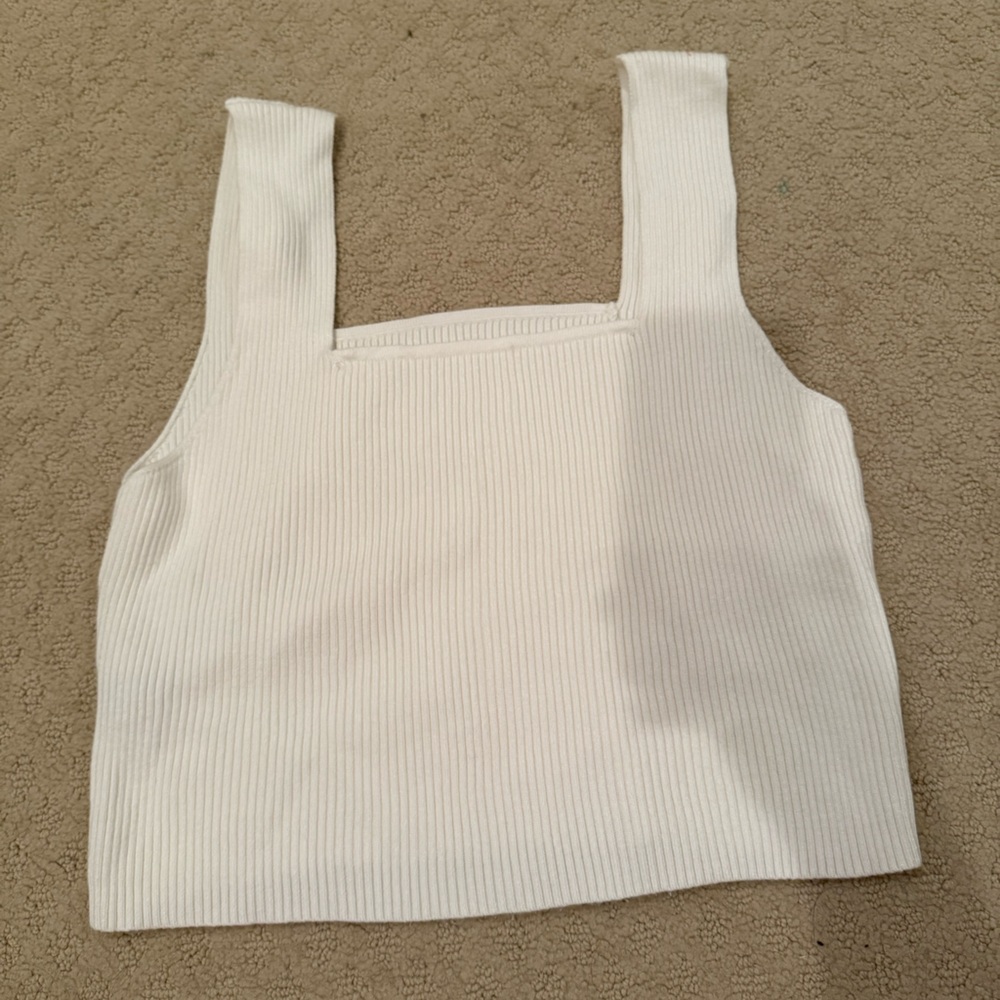SHEIN Cream Ribbed Knit Top